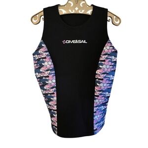 DIVE&SAIL Women's Neoprene Tank Top Size M Pink‎ Blue Camo Wetsuit Vest
